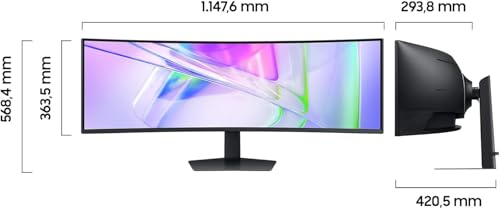 Samsung ViewFinity S95UC Curved Monitor, 49 Zoll, Bildschirm mit VA-Panel, 5.120 x 1.440 Pixel, 1.000R Radius, VESA DisplayHDR 400, KVM-Switch, Bildwiederholrate 120 Hz, Reaktionszeit 5 ms (G/G)