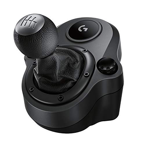 Logitech G Driving Force Schalthebel, SIM-Racing-Zubehör, Schwarz | 6 Gänge mit H-Schema, Schaltknauf aus Echtleder & Stahl, SIM-Racing-Cockpit, Gaming-Lenkrad, kompatibel mit G29/G920/G923