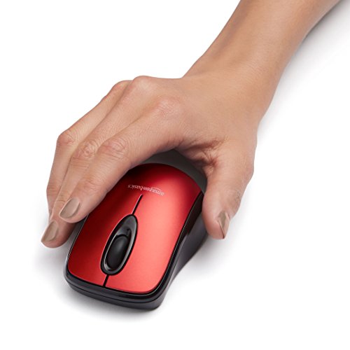 Amazon Basics Kabellose Computer-Maus mit USB-Nano-Empfänger, Rot
