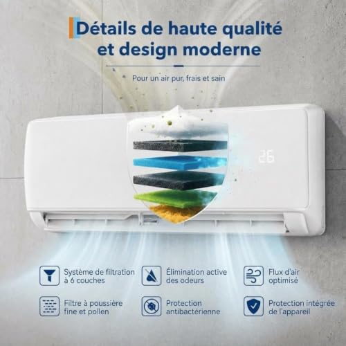 Zstar Split-Klimaanlage Inverter 24000 BTU (7,2 kW) Warm-/Kaltwandfarbe A++/A++ - Ultra-leise 19 dB - WLAN + App - Aktivkohlefilter - antibakterieller Verdampfer R32 - Lackierset