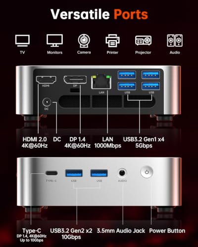 ACEMAGICIAN K1 Mini PC,AMD Ryzen 5400U(bis zu 4,0 GHz),8GB RAM 256GB SSD | Mini Computer mit Windows 11 Pro | RJ45 | 4K Triple Display(HDMI+DP+Type-C) | WiFi 5 für Zuhause/Büro/Schule