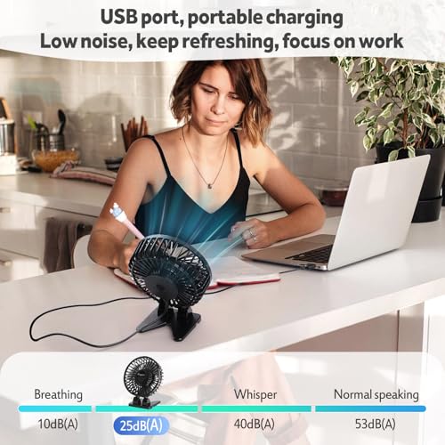 Bigqin USB Ventilator, Mini Tischventilator Fan Lüfter mit 3 Geschwindigkeiten, tragbarer Ventilator Klein für Büro, Schlafzimmer, Camping - Schwarz