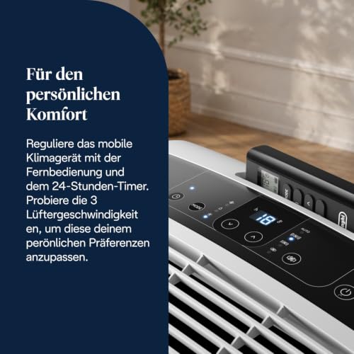 De'Longhi Pinguino - 3-in-1 Mobiles Klimagerät, für Räume bis 27 m², mit Luftentfeuchter & Ventilator, 9400 BTU, Leiser Betrieb, Fernbedienung, 24h-Timer, Energieeffizienzklasse A (PACEM82)