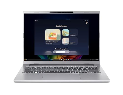 Acer Aspire 14 AI OLED (A14-61M-R63L) AI Laptop, Copilot+ PC, 14" WUXGA OLED Display, AMD Ryzen Al 7 350, 32 GB RAM, 1 TB SSD, AMD Radeon 860M, Windows 11, QWERTZ Tastatur, Silber