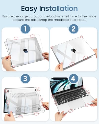 Fintie Hülle Kompatibel mit MacBook Air 13,6 Zoll M5 M4 M3 M2, Transparent | A3449 A3240 A3113 A2681 (2026-2022), Ultradünne Hartschale Schutzhülle Snap Cover