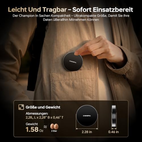 512GB DIGIERA Magnetische Tragbare SSD, Externe Festplatte Mit USB-C 3.2 Gen 2x2, Geschwindigkeit Bis Zu 2000 MB/S, Kompatibel Mit IPhone 15/16/17/18 Series,PC/Laptop, und Anderen USB-C-Geräten,Schwarz