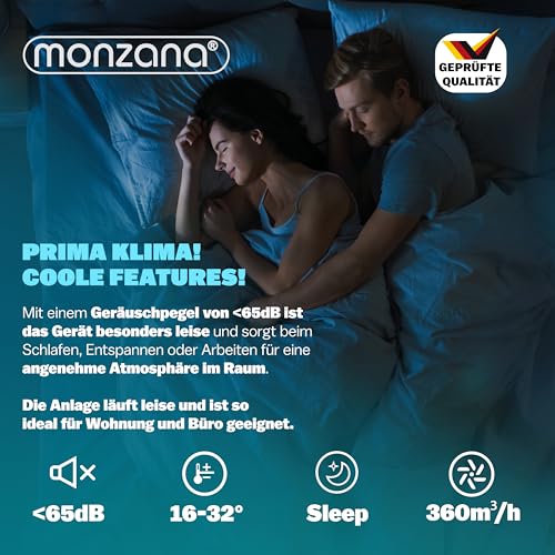 MONZANA® lokale Klimaanlage MZKA1000 9000BTU 4in1 WiFi App 2700W Fernbedienung Abluftschlauch Schlafmodus mobil Klimagerät Luftkühler Air Conditioner