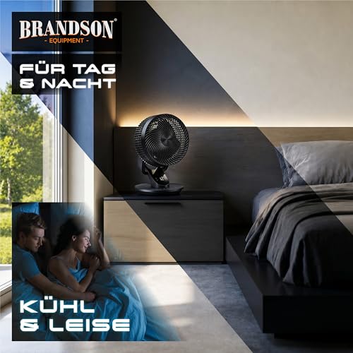 Brandson – Tischventilator 3D mit Display – sehr leise - Sieger Live & Living Award 2026 – Fernbedienung – 3D Oszillation – 6 Geschwindigkeitsstufen – intuitive Bedienung