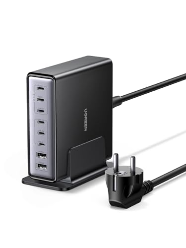UGREEN USB C Ladegerät 200W, 8-Port Desktop Ladestation,100W Laptop Charger | platzsparend für Schreibtisch, Multi-Geräte Laden, PPS Schnellladegerät, kompatibel mit MacBook Pro/Air, iPhone, Galaxy usw.