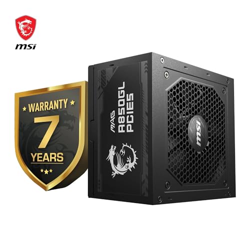MSI MAG A850GL PCIE5-850W 80 Plus Gold Netzteil | Voll modular, ATX 3.0, unterstützt PCIe 5.0 GPU, 120mm FDB Lüfter mit dynamischen Kugellager