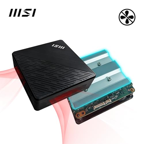 MSI Cubi N ADL S-217DE - Intel Processor N200, 8GB DDR4, 256GB M.2 SSD, USB 10Gbps Typ A Anschlüsse & HDMI 2.1, Wi-Fi, Bluetooth 5, Lüfterlos - schwarz, Windows 11 Pro
