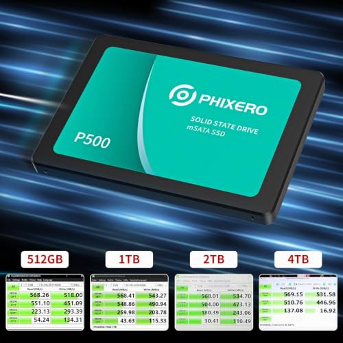 PHIXERO P500 SSD 1TB 2,5 Zoll SATA III Interne Solid State Drive für PC Laptop, Bis zu 550 MB/s, 3D NAND Flash, Schneller Systemstart