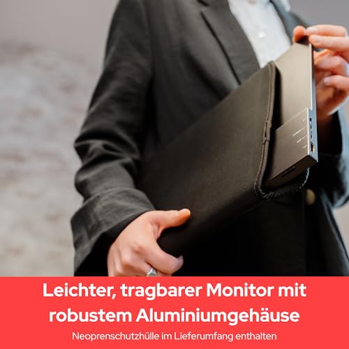 Verbatim 49590 Tragbarer Monitor 14", 1920x1080 Full HD LCD, Schwarz, PM-14 | Tragbarer Monitor mit Aluminiumgehäuse, USB-C und HDMI für Laptop, MacBook, PC, Konsole und mobiles Arbeiten