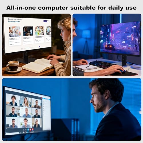 All-in-One-PC 23,8 Zoll (63,8 cm) Touchscreen, Core i7 (bis zu 3,0 GHz), 16 GB RAM, 512 GB SSD, Pop-up-Webcam, WiFi6 Dual-Band, Bluetooth 5.3, Maus und kabelgebundene Tastatur – ideal für Telearbeit