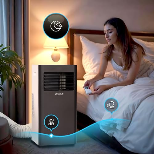Klimaanlage Mobil 10000 BTU WiFi Tuya Smart, Entfeuchter 24L/Tag, Extrem schnelle Kühlung 2,9 kW, Mobile Klimaanlage DUO, Klimagerät bis 29 m² für Zuhause, Abluftschlauch + Fensterabdichtung