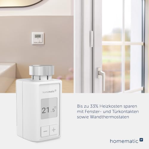 Homematic IP Heizkörperthermostat – Flex | Smart Home, digitaler Thermostat Heizung, Steuerung mit/ohne App, Alexa, Google Push-to-Pair, Energie sparen, 160230A0