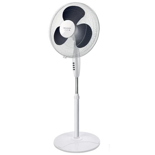 Taurus Greco 16CR Pure Standventilator, 40 W, runder Boden, Oszillationssystem, verstellbare Neigung, 3 Flügel, 3 Geschwindigkeiten, höhenverstellbar 110-125 cm, leicht zu reinigen