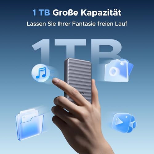 UGREEN NeoDrive Go Portable SSD 1TB, 4.000 MB/s mit integriertem Kabel | Externe USB4 SSD mit integriertem Kabel Kompatibel mit PCs (Windows/MacOS/Linux) und Mobilgeräten (iOS/iPadOS/Android)