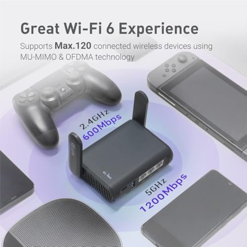 GL.iNet GL-AXT1800 Slate AX Mobiler Taschen-WLAN 6 Reiserouter mit VPN | Dualband WLAN 6 mit bis zu 1800 Mbit/s, MU-MIMO und OFDMA, verbindet bis zu 120 Geräte gleichzeitig
