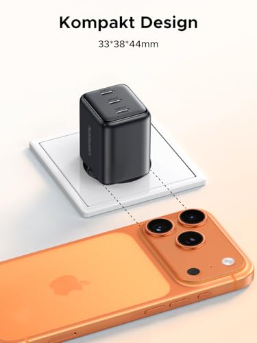 UGREEN USB C Ladegerät 30W, 3X USB-C-Port, GaN iPhone Netzteil | PD 30W Schnellladegerät, Kompatibel mit iPhone 17, 17 Pro Max, Air, 16, 15, 14, 13, 12, iPad, Galaxy S25, S24, S23, Pixel 9