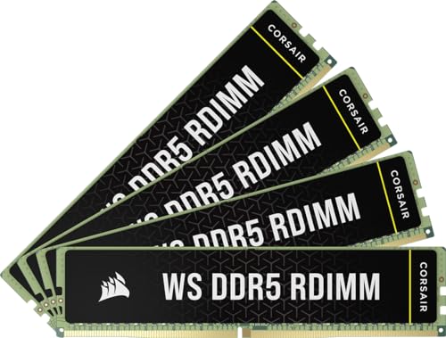 CORSAIR WS DDR5 ECC RDIMM 64GB (4x16GB) 5600MHz CL40 AMD Expo Intel XMP 3.0 Workstation-Speicher - Schwarz (CMA64GX5M4B5600Z40)