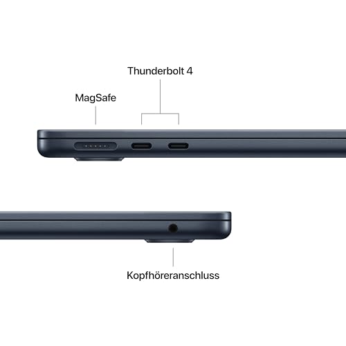Apple 13" MacBook Air Laptop, M5 Chip mit 10‑Core CPU und 8‑Core GPU: Entwickelt für KI, 13,6" Liquid Retina Display, 16 GB gemeinsamer Arbeitsspeicher, 512 GB SSD, Touch ID, WLAN 7; Mitternacht
