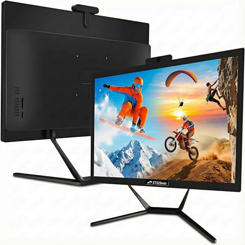 STGSivir All in One PC, 21.5" FHD Display, Core i5, 16G RAM, 512G SSD | PC All in One, WLAN, BT 5.0, Webcam, Win11 Pro, Schwarz, AIO PC für Zuhause & Büro