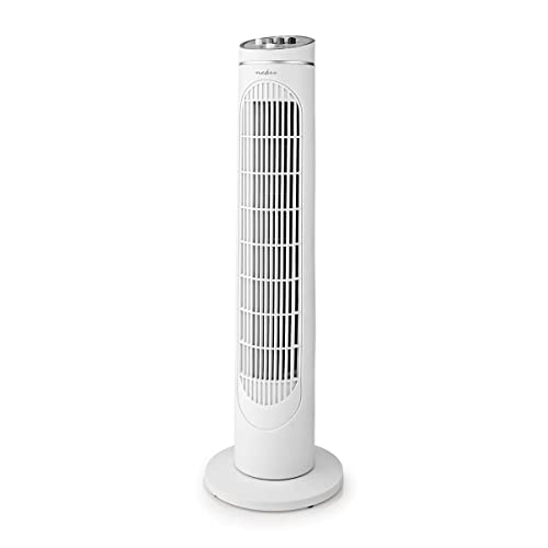 NEDIS FNTR14GWT40 Turmventilator | Höhe: 760 mm | 3-Geschwindigkeitsstufen | Oszillation | 45 W | Abschalt-Timer | Weiss