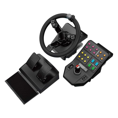 Logitech G Saitek Farm Controller | Farming Simulator Bundle: Lenkrad, Steuerkonsole, Pedale, 900°, 38+ Tasten, USB, PC/Mac - Schwarz