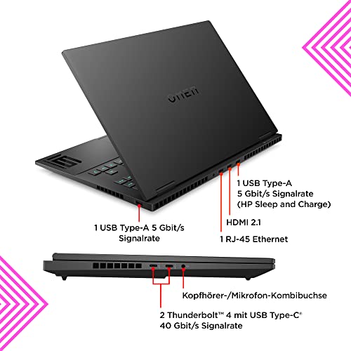 HP Omen Gaming Laptop / 16,1" QHD 240Hz Display/AMD Ryzen 7-7840HS / 32 GB DDR5 RAM / 1 TB SSD/NVIDIA GeForce RTX 4070 / Windows 11 Home/QWERTZ/schwarz