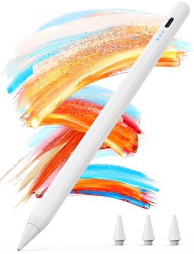 Kingone Stift für Apple iPad 2018–2026, Schnellladung & Lange Akkulaufzeit, Stylus Pen mit Palm Rejection, Neigungserkennung und magnetischer Haftung, kompatibel mit iPad Pro, Air und Mini, Weiß.