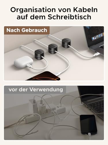 UGREEEN 6 Stück Kabelhalter Selbstklebende Magnetische Kabelclips | Magnetische Kabelhalter, Kompakt, Geeignet für eine Breite Palette von Oberflächen, Kompatibel mit Kabeln bis zu 7,5 mm