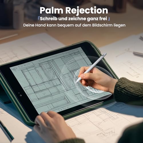 Kingone Stift für Apple iPad 2018–2026, Schnellladung & Lange Akkulaufzeit, Stylus Pen mit Palm Rejection, Neigungserkennung und magnetischer Haftung, kompatibel mit iPad Pro, Air und Mini, Weiß.