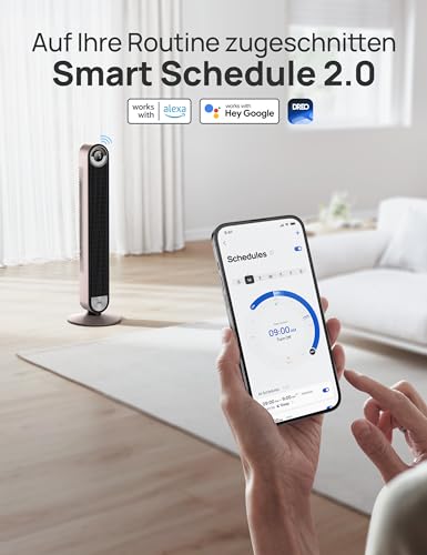 DREO 25dB Smart Leiser Turmventilator mit Kühlung, 106cm WiFi Alexa Tower Fan, 90° oszillierender Ventilator, Fernbedienung 9-Geschwindigkeit 4 Modi 12 Std Timer Sprachsteuerung, Sternenlicht