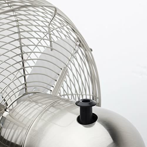 H.Koenig Elektrischer Tischventilator JOE48 Geräuschlos Metalldesign, 3 Geschwindigkeiten, Fest oder 90° Oszillation, Vertikal verstellbar, Rutschfester Fuß
