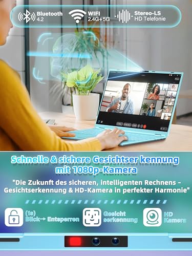 Fsjun 16 Zoll FHD Laptop Grün, 512GB SSD, 16GB DDR4 RAM, Quad-Core N95 CPU