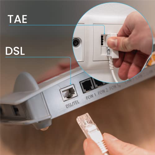 COXBOX 20 m DSL Kabel Fritzbox, Speedport, Easybox - TAE Kabel RJ45 weiß - VDSL ADSL WLAN Router-Kabel mit galvanischer Signatur für effektiven Schutz vor Störeinflüssen