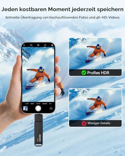 KEXIN 512GB Externe SSD Stick, USB 3.2 Gen 2 mit bis zu 1050 MB/s, 2-in-1 Dual USB Typ C & USB-A, kompatibel mit iPhone 15/16/17, Smartphone, Tablet, Laptop
