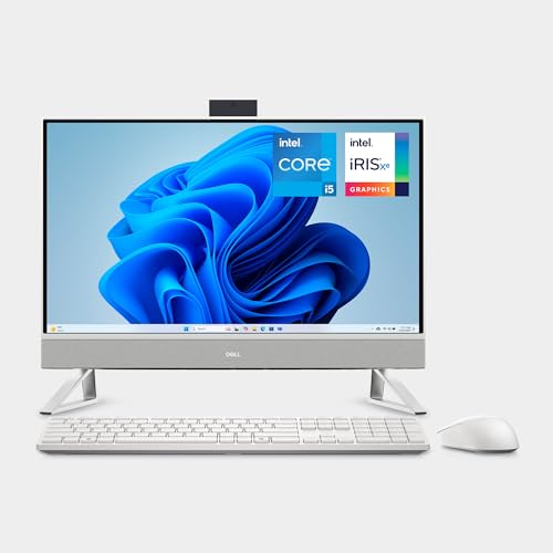 Dell 24 All-in-One Desktop EC24250 23,8" FHD IPS Display, Intel Core i5-1334U, Intel Iris Xe Grafik, 16GB DDR5 RAM, 512GB SSD, Windows 11 Home, Kabellose Pro Tastatur QWERTZ & Maus, Silber