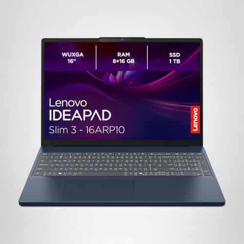 Lenovo IdeaPad Slim 3 | Laptop | Ryzen 5 | 24GB | 1TB | 65W Netzteil | 16" WUXGA Display | AMD Ryzen 5 7535HS | 1TB SSD | 24GB RAM | AMD Radeon 660M Grafik | QWERTZ | Windows 11 | Blau
