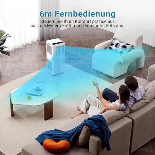 Koioplie Mobile Klimaanlage 9000 BTU 2,6 kW mit Dual-Schlauch-System, flüsterleise ≤45 dB, 3 Betriebsarten Mobilklimaanlage, 24h Timer, inklusive Fernbedienung, effiziente Kühlung für Räume bis 35 m²