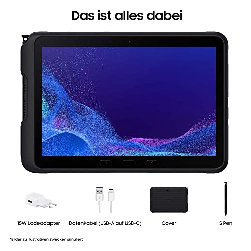 Samsung Galaxy Tab Active4 Pro WiFi Enterprise Edition, robustes 10,1 Zoll Android Tablet, 64 GB, 7.600 mAh Akku, Business Tablet, Black