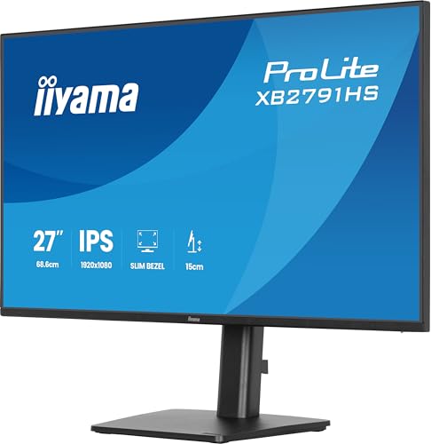 iiyama Prolite XB2791HS-B1 Full-HD IPS-Monitor | 68,6 cm, 27", 120Hz, HDMI, DP, Adaptive Sync, Höhenverstellung, Lautsprecher, Kopfhöreranschluss, Energieklasse C, schwarz