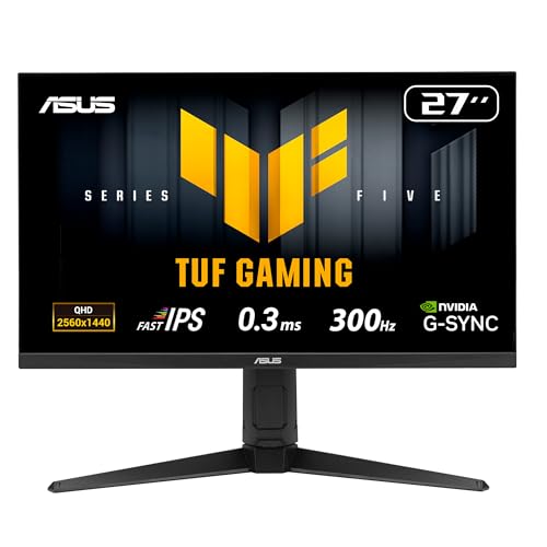 ASUS TUF Gaming VG27AQML5A 27 Zoll QHD 300Hz Fast IPS Gaming Monitor | ELMB Sync, 1ms, 95% DCI-P3, FreeSync Premium, Shadow Boost, Gaming AI, G-SYNC Compatible, DisplayHDR 400, für PS5