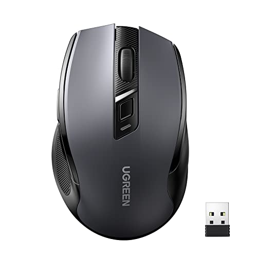 UGREEN 2.4G Maus kabellos mit 4000 DPI Wireless Mouse mit USB Empfänger | Ergonomisches Design, 18 Monate Akkulaufzeit, Funkmaus kompatibel mit Laptop Computer (Schwarz)