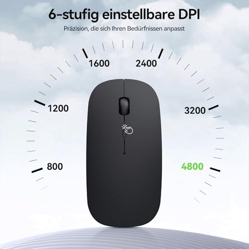 TECKNET Bluetooth Maus, Kabellose Mouse mit 6 einstellbare DPI | 2.4G USB Funkmaus, 4 Tasten Wireless Mouse, Bluetooth 5.0 Tragbare Mini Funkmaus für Laptop/MacBook/Computer