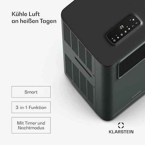 Klarstein Breeze Box 9K Klimaanlage – 9000 BTU, für Räume bis 32 m², Smart App & Sprachsteuerung, 3-in-1: Kühlen, Entfeuchten, Ventilator, Energieeffizienz A, mit Abluftschlauch & Fensterdichtungsset.