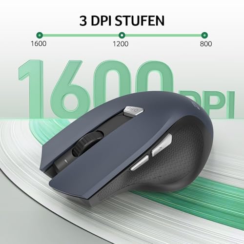 acer Maus Kabellos, 2.4GHz 1600 DPI Funkmaus, 3 Einstellbare DPI Wireless Mouse mit 6 Tasten, Batteriebetriebene Kabellose Maus für Laptop, PC und MacBook, Empfohlen für Rechtshänder