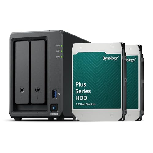 Synology DS725+ 2-Bay Diskstation NAS (AMD Ryzen™ 4 Threads R1600 Dual-Core 4GB Ram 2xRJ-45 1GbE LAN-Port), 8TB Bundle mit 2X HAT3300-4T