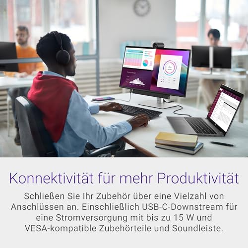 Dell P2425H 24 Zoll Full HD (1920x1080) Monitor, 100Hz, IPS, 5ms, 99% sRGB, USB-C, DisplayPort, HDMI, VGA, 4X USB, 3 Jahre Garantie, Schwarz